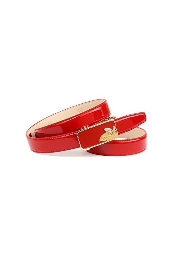 Anthoni Crown Ceinture en Cuir, Rouge, 85 cm Femme
