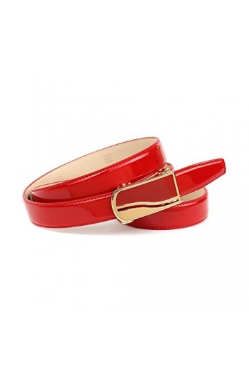 Anthoni Crown Ceinture en Cuir, Rouge, 80 cm Femme
