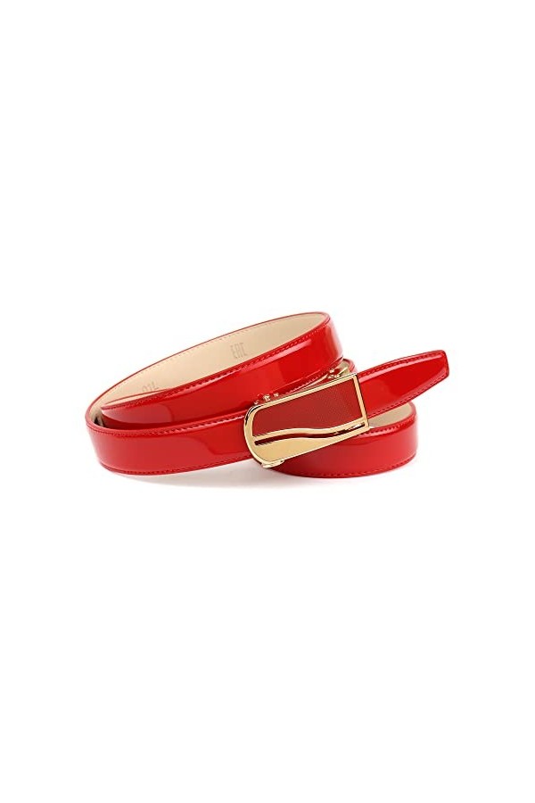 Anthoni Crown Ceinture en Cuir, Rouge, 80 cm Femme