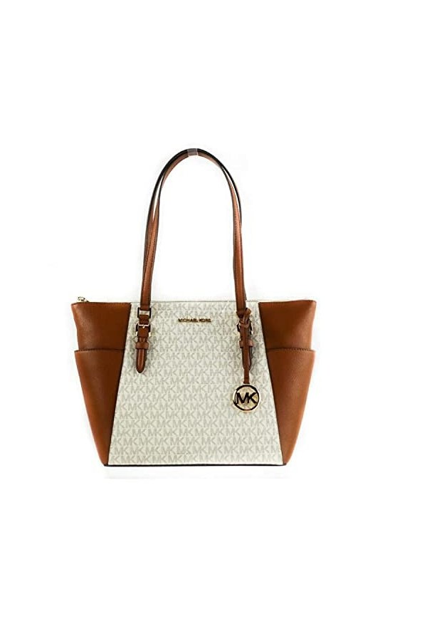 Michael Kors Charlotte Signature Large Top Zip Tote - Brown