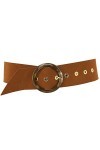 FASHIONGEN - Ceinture femme Large en cuir suède fabriqué en FRANCE, ANETTE - Camel, L-XL