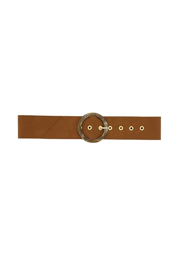 FASHIONGEN - Ceinture femme Large en cuir suède fabriqué en FRANCE, ANETTE - Camel, L-XL