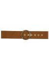 FASHIONGEN - Ceinture femme Large en cuir suède fabriqué en FRANCE, ANETTE - Camel, L-XL