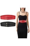 2 pièces Ceinture élastique pour femmes - Ceinture de taille large de 6 cm à double boucle Ceinture réglable pour dames à la 