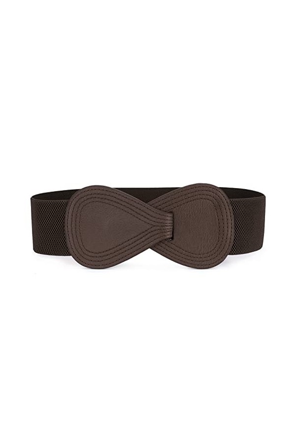 Allegra K Ceinture élastique en cuir synthétique avec boucle interlock - Tour de taille : 63,5 cm-94 cm