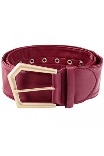 KYEYGWO Ceinture large pour femme avec boucle ardillon dorée - Ceinture classique en cuir synthétique - Ceinture de loisirs r