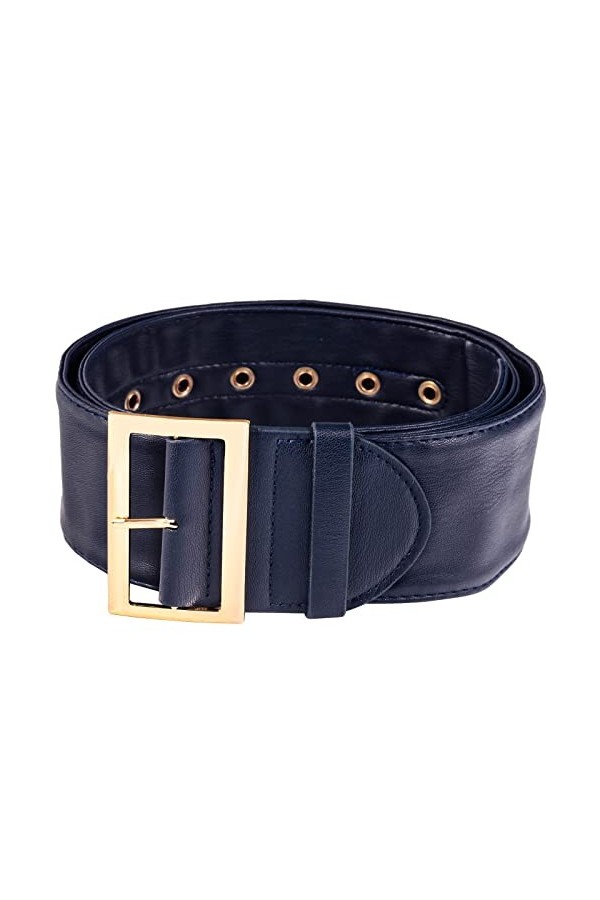 KYEYGWO Ceinture pour femme en cuir synthétique avec boucle ardillon dorée, ceinture large réglable pour femme, ceinture clas