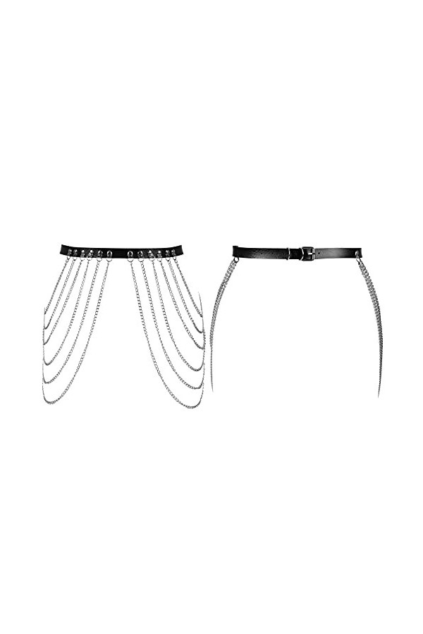 BBOHSS Ceinture en cuir pour femme - Avec chaîne en métal - Pour Halloween, punk, gothique, carnaval, danse, costume., Noir ,
