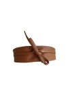 ZOULOO Ceinture Large En cuir veritable Pour Femme Style ObI , Ceinture En Cuir grainé, MARRON Naturel, Ceinture a Nouer Tail