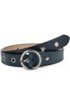 styleBREAKER ceinture en cuir pour femmes avec rivets perforés et surface brillante, cuir véritable, longueur ajustable 03010