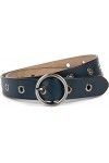 styleBREAKER ceinture en cuir pour femmes avec rivets perforés et surface brillante, cuir véritable, longueur ajustable 03010