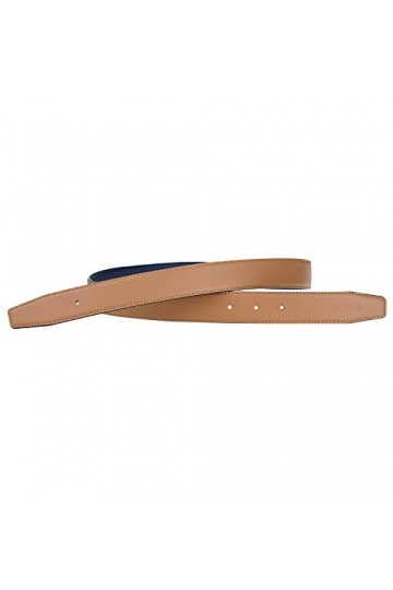 GANGTU Réversibles H Ceintures en cuir Microfibre Remplacement Sangle de ceinture sans boucle 32mm largeur Bleu Marron