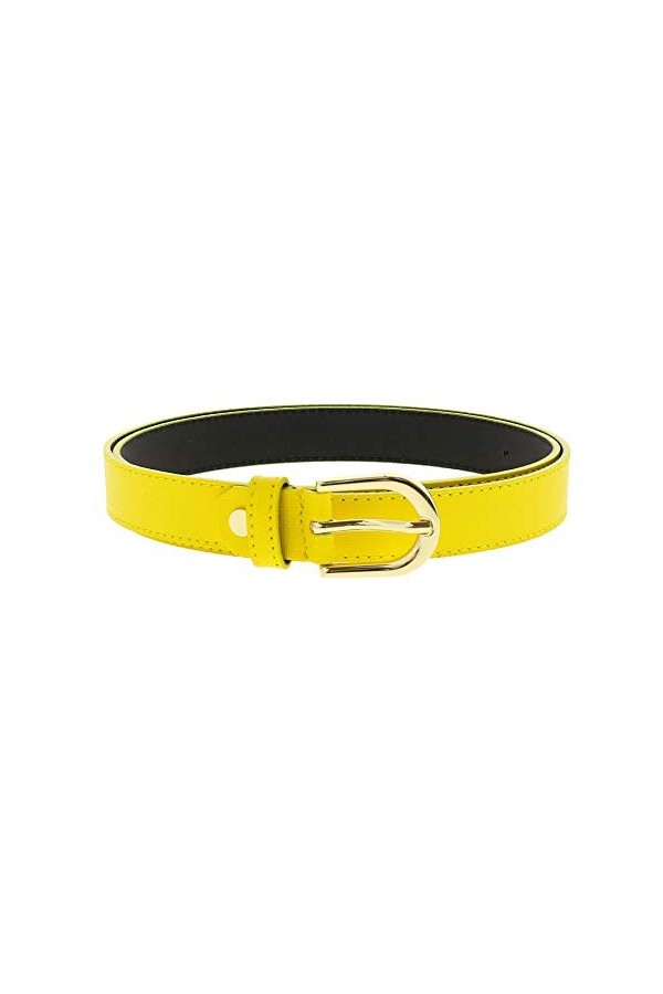 FASHIONGEN - Ceinture femme en Cuir Véritable dITALIE doublé Cuir Nubuck, MELANIE - Jaune, 90 / pantalon 40 à 44