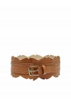 Only ONLBELLA BIG Wavy PU Belt Ceinture, Cognac, 80 cm Femme