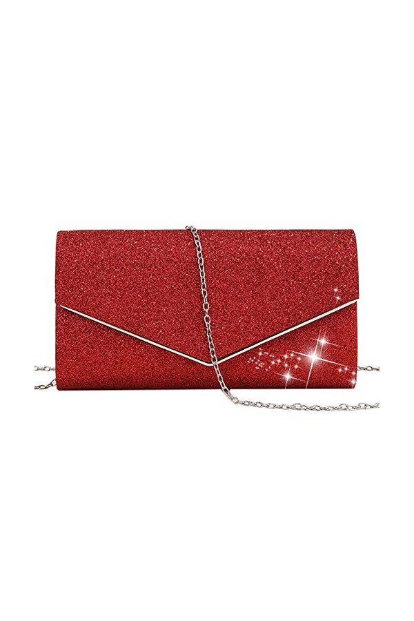 HIMS Paillettes Argentées Pochette Soiree Femme, Élégante Brillantes Femme Pochette Enveloppe Sac de Soirée, Chic Femme Clutc