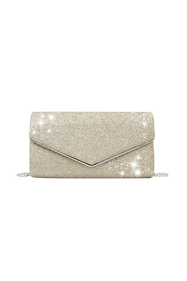 HIMS Paillettes Argentées Pochette Soiree Femme, Élégante Brillantes Femme Pochette Enveloppe Sac de Soirée, Chic Femme Clutc