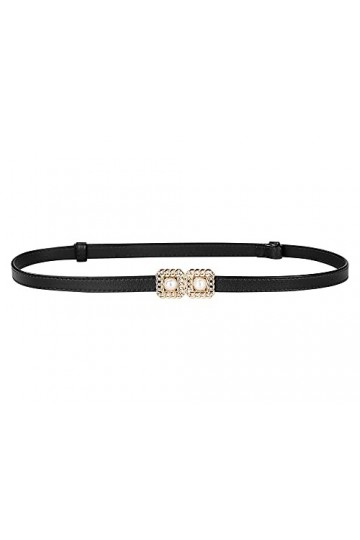 Allegra K Ceintures rétro maigres pour femmes Boucle de verrouillage Ceinture fine pour pantalons habillés Largeur 0,55 pouce