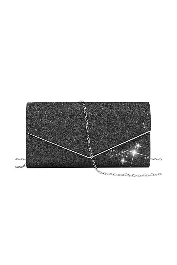 HIMS Paillettes Argentées Pochette Soiree Femme, Élégante Brillantes Femme Pochette Enveloppe Sac de Soirée, Chic Femme Clutc