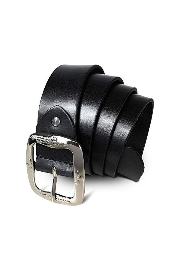 ROYALZ vintage Ceinture en cuir pour dames en cuir de buffle 38mm de large Ceinture en jeans pour dames en cuir pleine fleur 