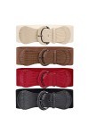 WERFORU Ceinture large extensible pour femme - Boucle élastique à crochet, G-noir+marron+rouge+beige, Anzug für Taillenumfang