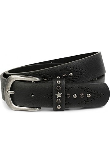 styleBREAKER ceinture brodée avec rivets, étoiles et strass, ceinture vintage, raccourcissable, unisexe 03010084, taille:95cm