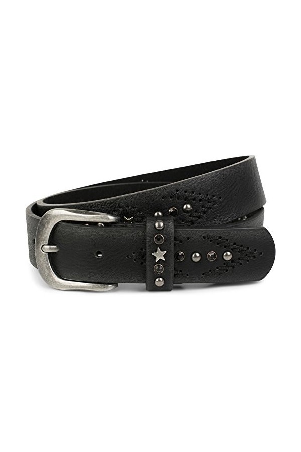 styleBREAKER ceinture brodée avec rivets, étoiles et strass, ceinture vintage, raccourcissable, unisexe 03010084, taille:95cm