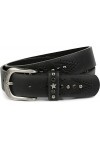 styleBREAKER ceinture brodée avec rivets, étoiles et strass, ceinture vintage, raccourcissable, unisexe 03010084, taille:95cm