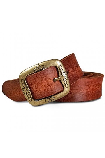 ROYALZ vintage Ceinture en cuir pour dames en cuir de buffle 38mm de large Ceinture en jeans pour dames en cuir pleine fleur 