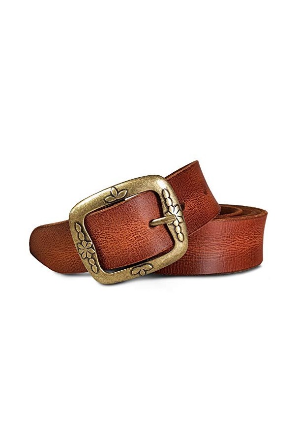 ROYALZ vintage Ceinture en cuir pour dames en cuir de buffle 38mm de large Ceinture en jeans pour dames en cuir pleine fleur 