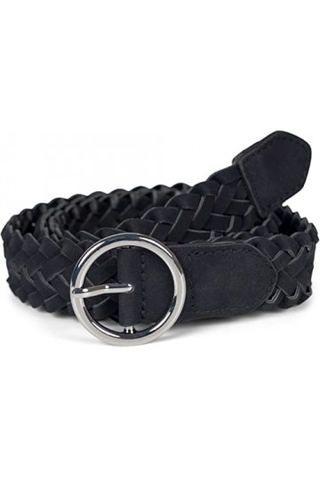 styleBREAKER Ceinture tressée avec boucle ronde, cuir synthétique uni, ceinture de hanche étroite, taille unique 03010125, no