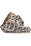 styleBREAKER Ceinture élégante au design vintage avec des rivets et des strass, ajustable, femme 03010052, couleur:Bleu foncé