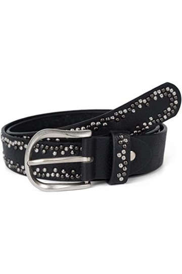 styleBREAKER Ceinture rivetée avec petits rivets multicolores, ceinture en cuir synthétique uni, raccourcissable, ceinture un
