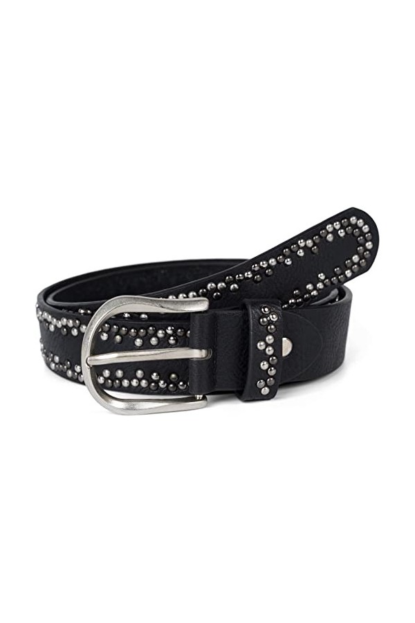 styleBREAKER Ceinture rivetée avec petits rivets multicolores, ceinture en cuir synthétique uni, raccourcissable, ceinture un