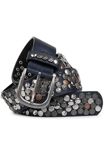 styleBREAKER Ceinture style vintage, différents rivets et strass, longueur ajustable, femmes 03010051, couleur:Gris foncé, ta