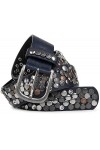 styleBREAKER Ceinture style vintage, différents rivets et strass, longueur ajustable, femmes 03010051, couleur:Gris foncé, ta