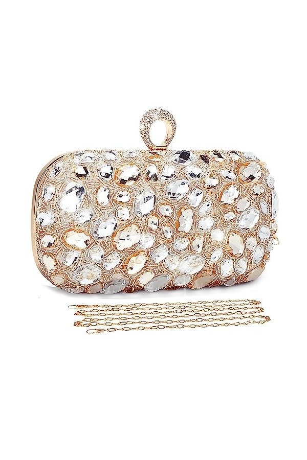 BAIGIO Femmes Cristal Soirée Sac à Main Strass Glitter Sac à Nain Glitter Sac à main Belle Fête bal Sac à main avec Chaîne Dé