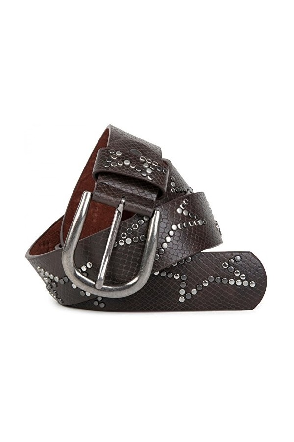 styleBREAKER Ceinture avec délégants rivets en forme détoile et un imprimé serpent effet vintage, longueur ajustable, unise