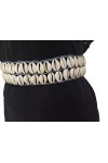 KVR Ceinture de taille ethnique rustique pour la Saint-Valentin avec perles de verre, 101-2 cm, 2 rangées de coquillage, tail