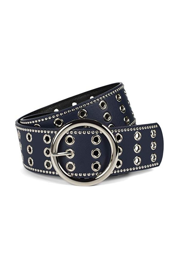 styleBREAKER Ceinture large pour femmes avec rivets à trous et boucle ronde, ceinture à rivets, ceinture de taille, raccourci