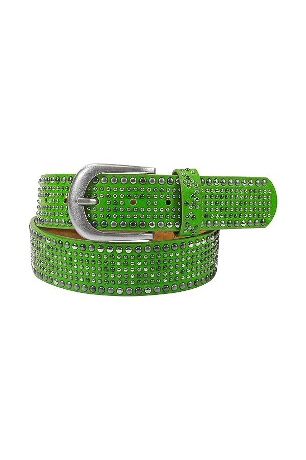 Ceinture cloutée en strass pour femme Style vintage 3,8 cm, rouge, BW95cm - Gesamtlänge 110cm