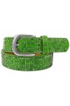Ceinture cloutée en strass pour femme Style vintage 3,8 cm, rouge, BW95cm - Gesamtlänge 110cm