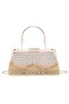Sac de soirée pour femme avec pompons en strass, doré