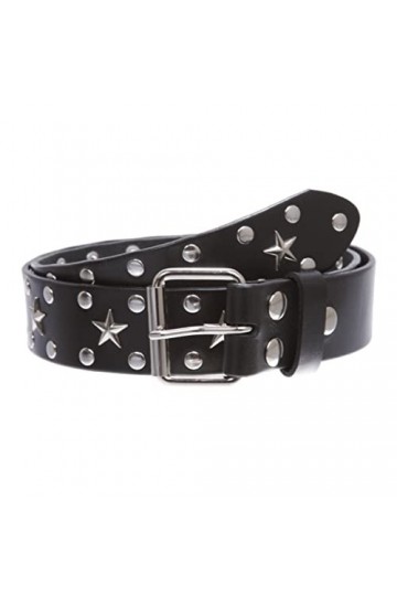 Ceinture cloutée étoile et cercle argenté - Noir - M/L-91 cm