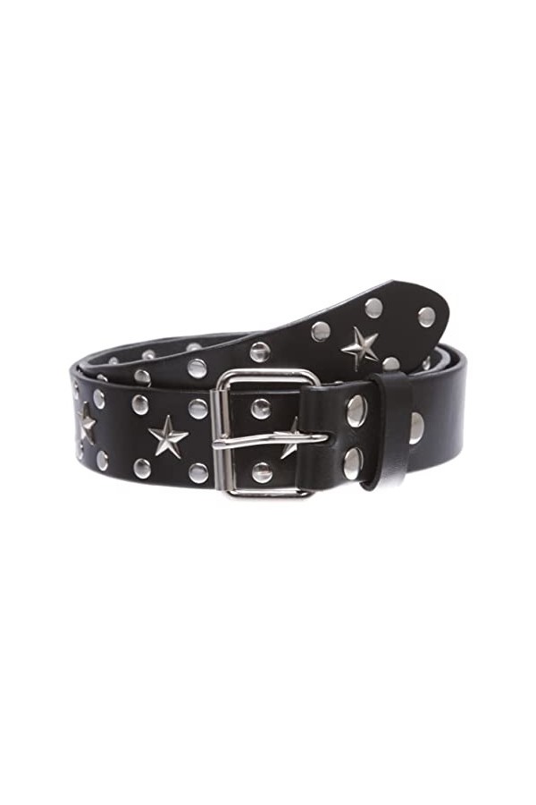 Ceinture cloutée étoile et cercle argenté - Noir - M/L-91 cm