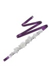 Disimlarl Ceinture de mariage avec perles et fleurs - Ceinture pour femme - Ceinture en strass, Ruban violet., taille unique