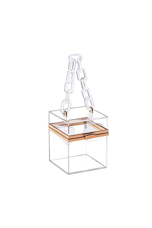 Sac de soirée carré en acrylique transparent pour femme, sac à bandoulière tendance pour dîner, fête, voyage