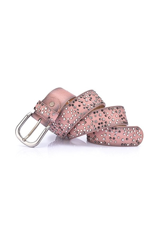 Chenyu Ceinture en cuir pour femme - Ceinture large en cuir clouté - Ceinture décontractée à boucle en métal tendance pour fe