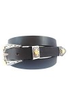 almela Cowboy Ceinture pour femme Boucle tendance vintage. Cuir légitime. Cuir Noir, 80 