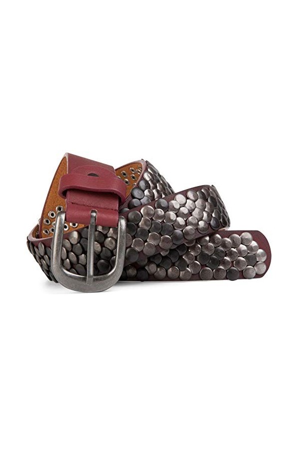 styleBREAKER Ceinture à rivets dans un style vintage, longueur réglable 03010043, taille:80cm, couleur:Rouge brun
