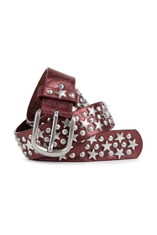 styleBREAKER Ceinture avec des étoiles et des rivets ronds dans un style vintage, longueur réglable 03010030, taille:95cm, co